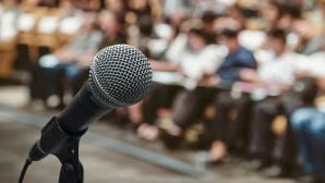 Microphone in front of audience