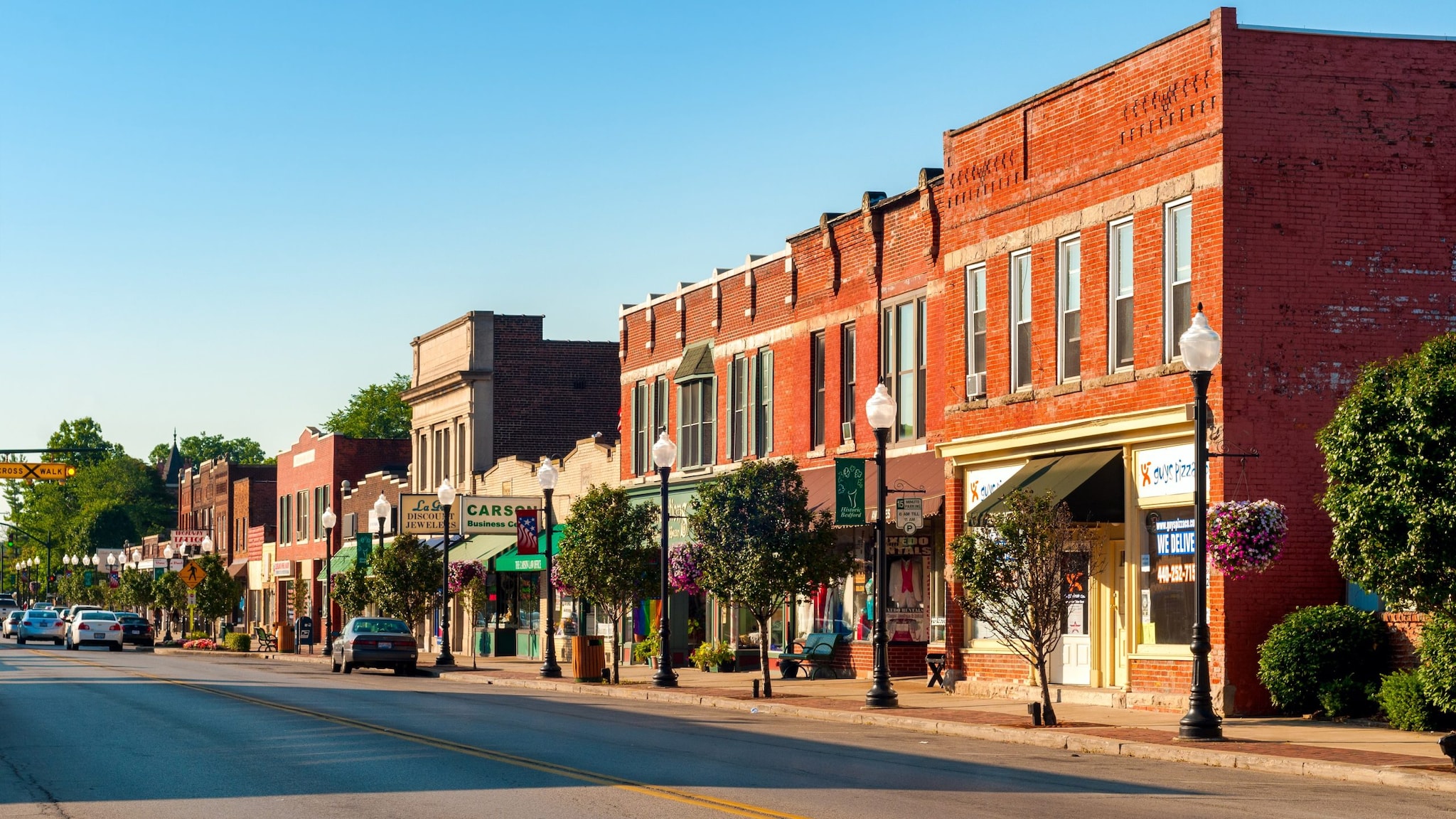 Main street in rural town.