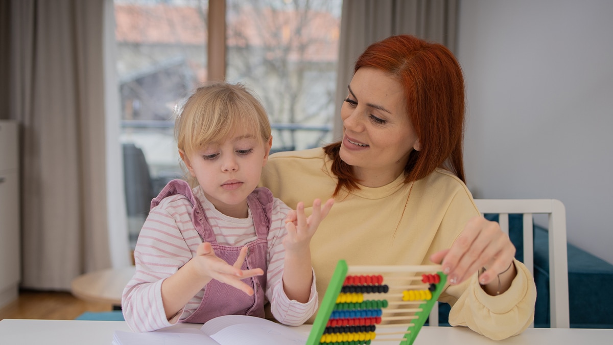 A mother working with daughter