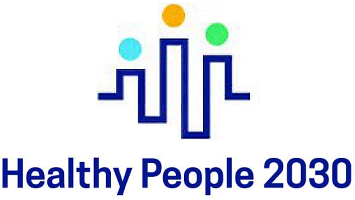 Healthy People 2030 logo with heart pulse graph to look like multicolored stick people