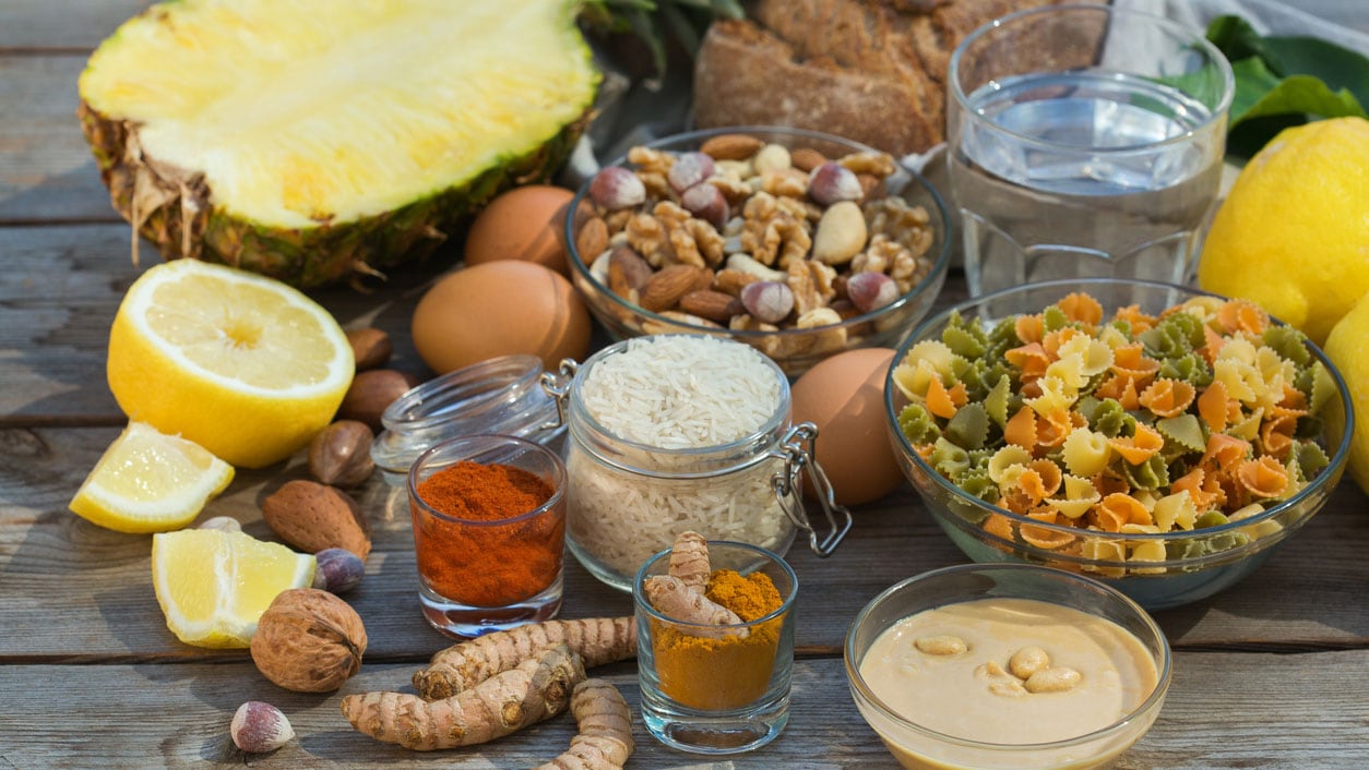 A table covered in healthy foods