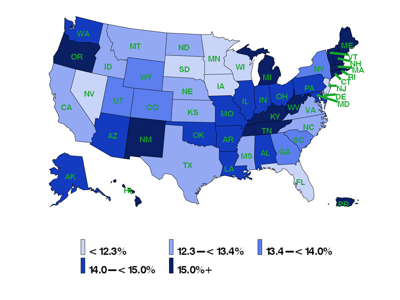 Asthma Lifetime map 2016 color