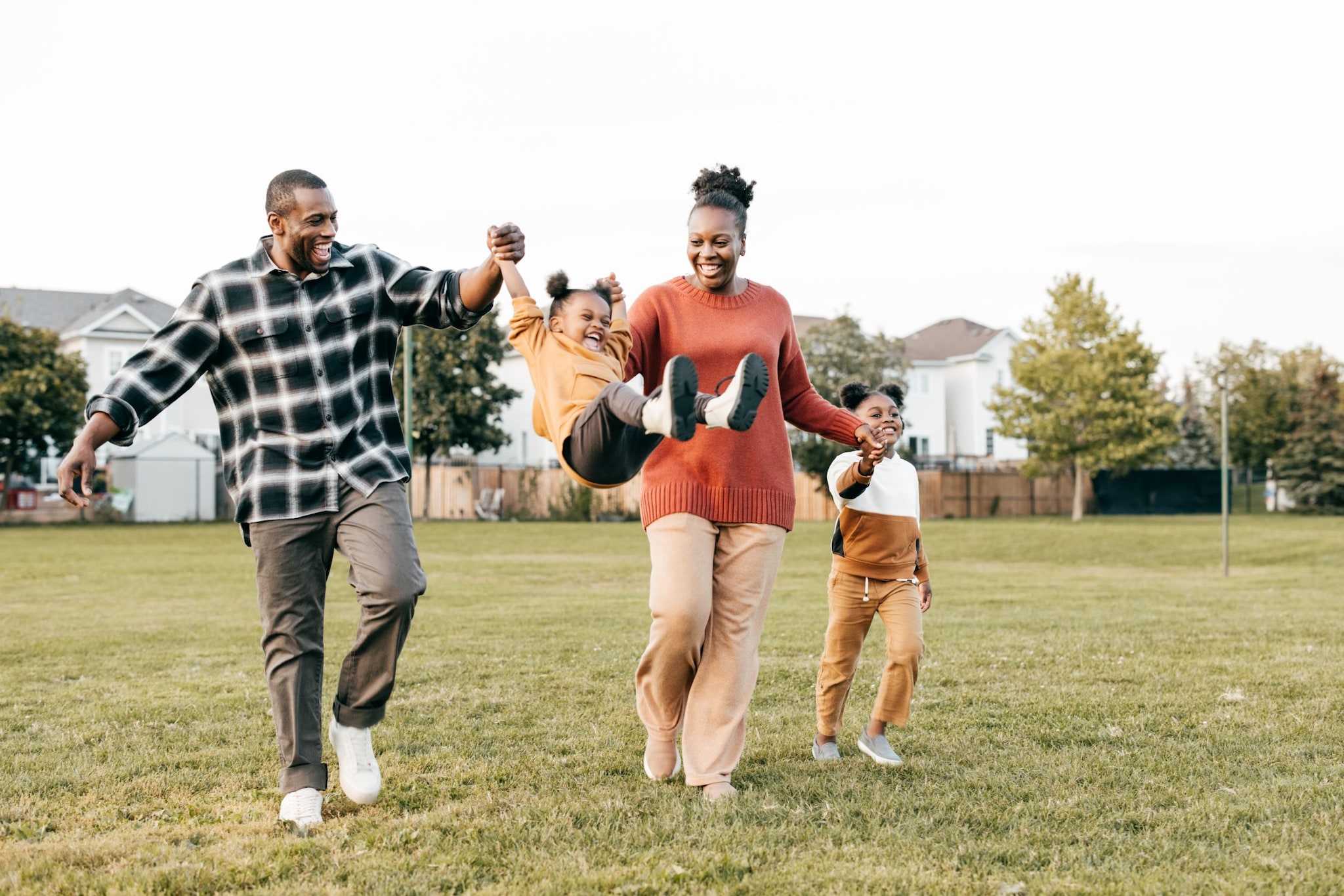 parents and two daughters having fun