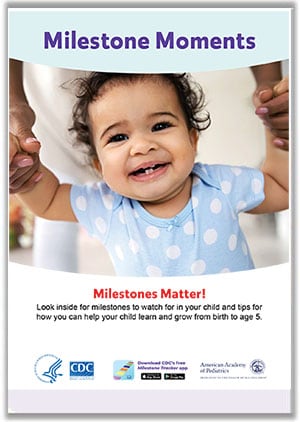 Milestone Moments booklet cover - baby smiling