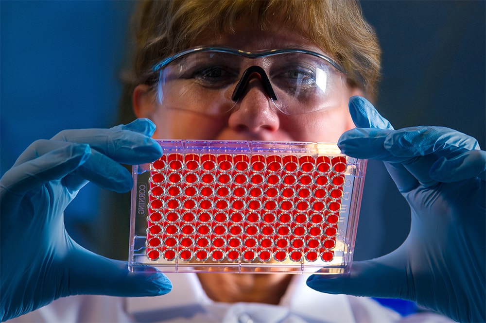 Lab scientist processing samples.