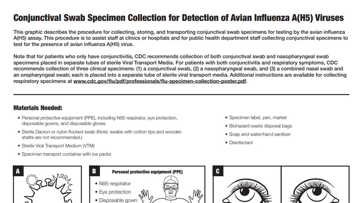 conjunctival swab specimen collection for detection of avian influenza a(h5) viruses