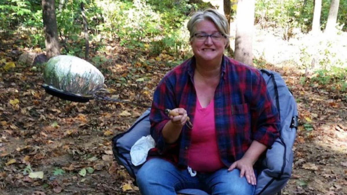 Woman in a campsite