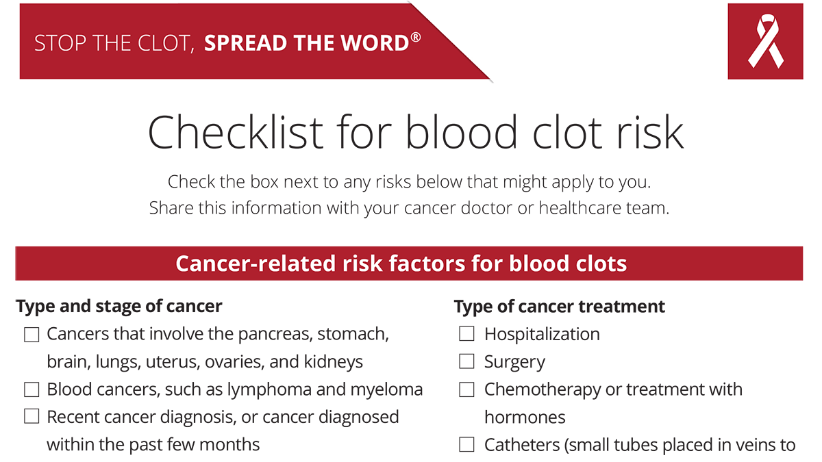 cancer and blood clots checklist thumbnail image