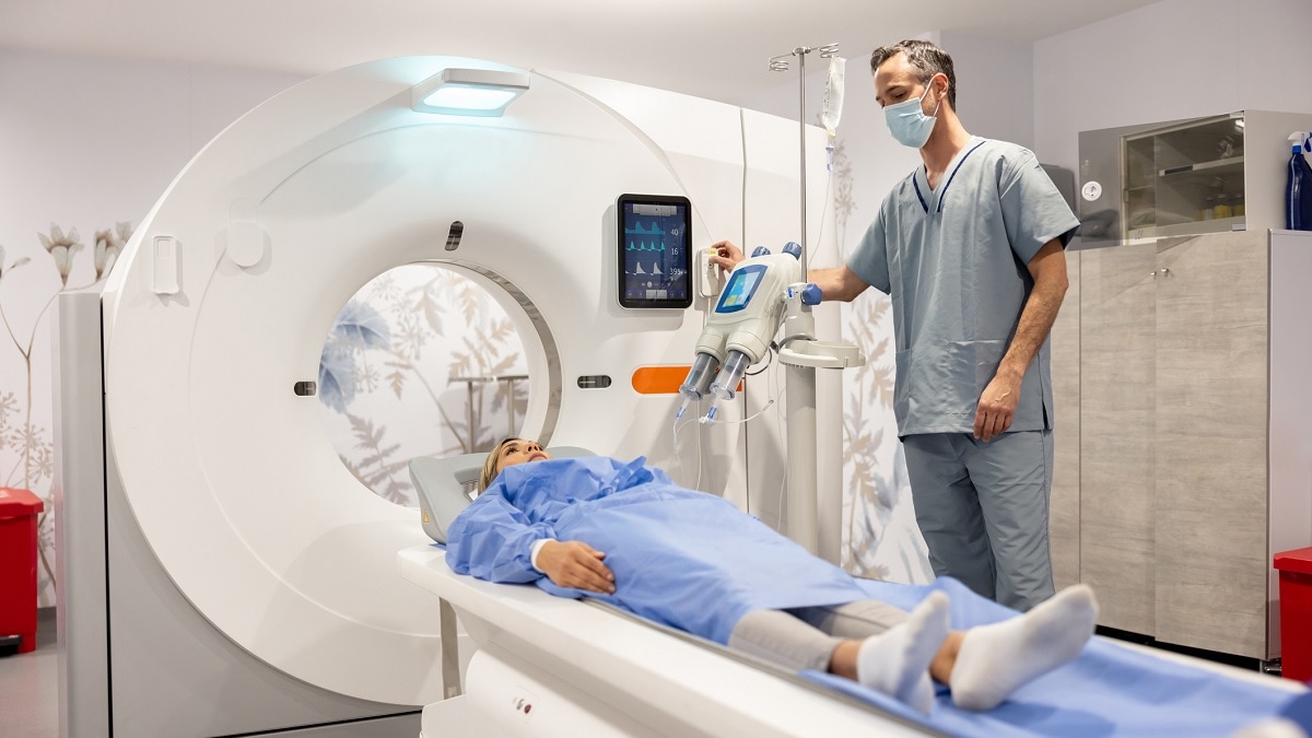 a breast cancer patient receiving an MRI