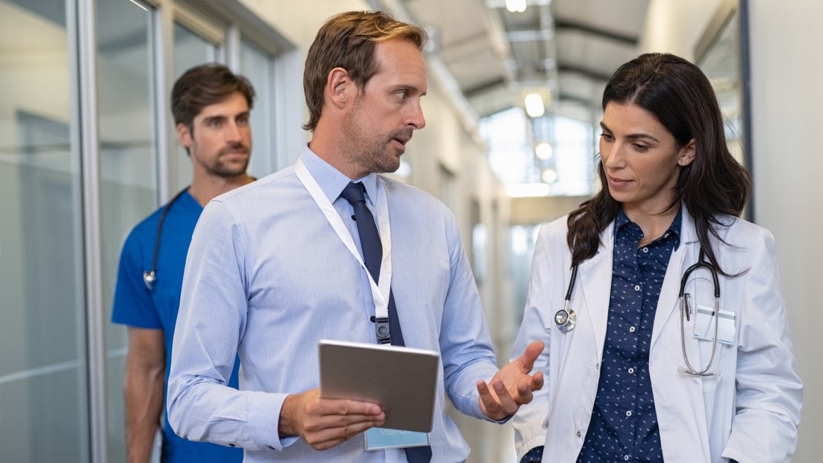 a doctor talking to a patient