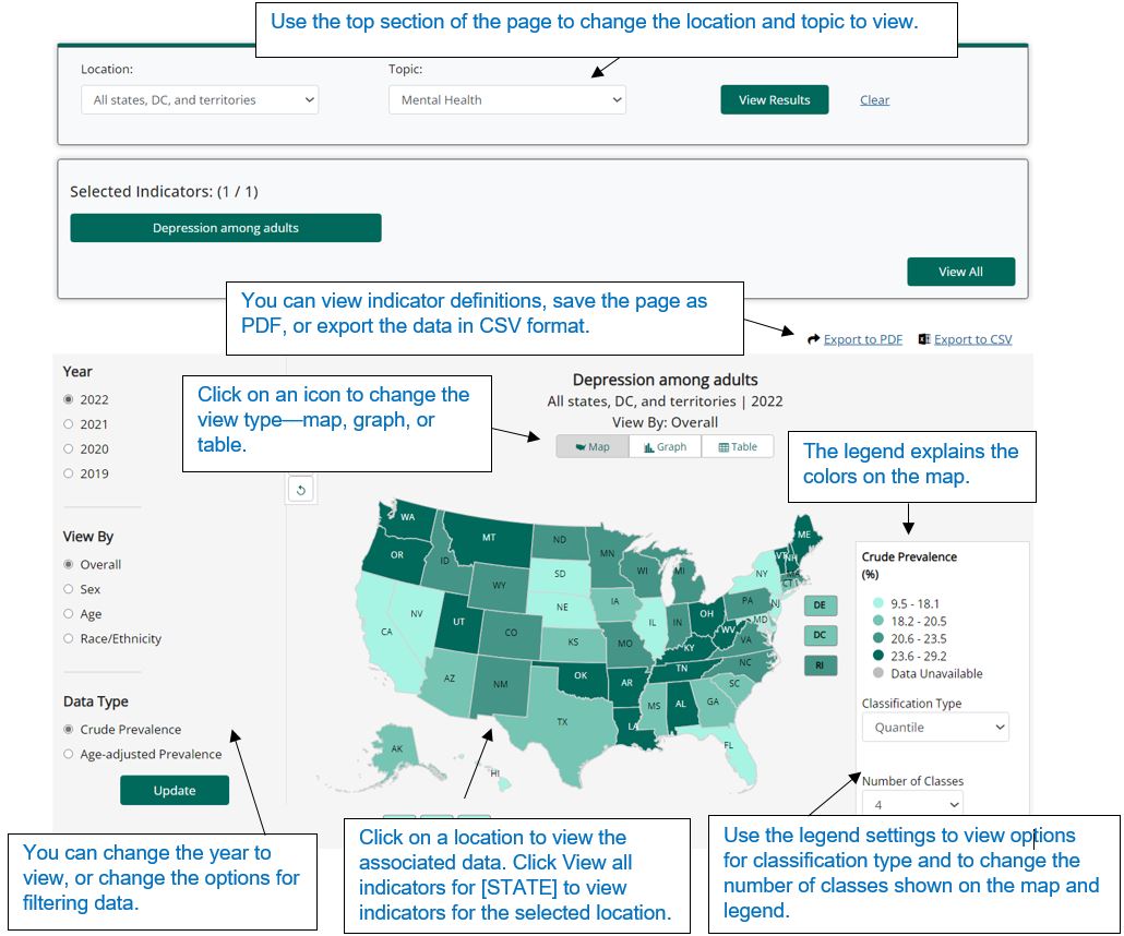 After "go," select one indicator then click view results. The system displays the results in map format.