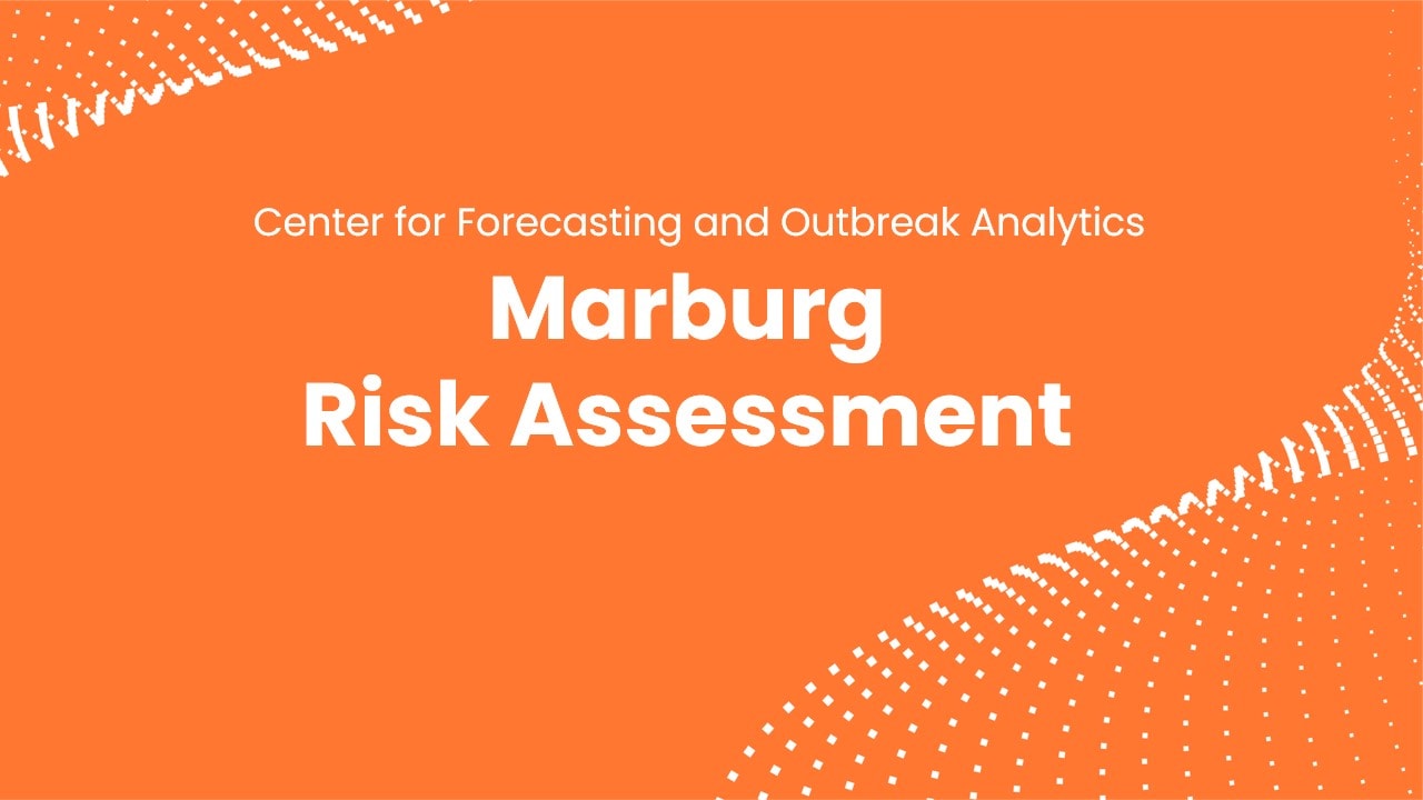 orange background with white waves and white text that says "Marburg Risk Assessment"