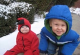 Grant and Libby playing in the snow.