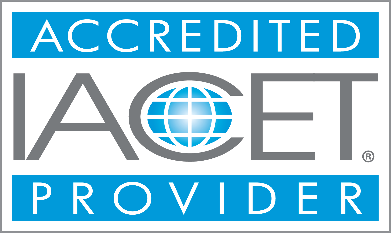 Blue and black IACET logo