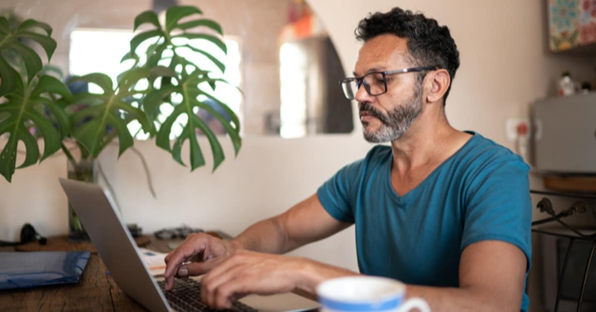 Man working on laptop