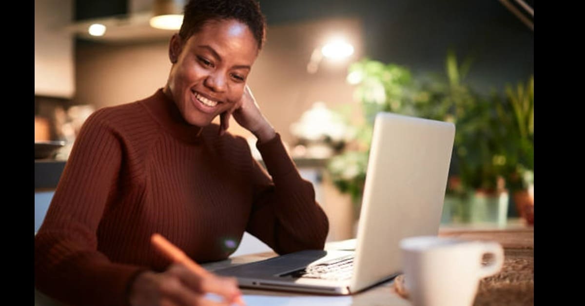 Woman working on laptop