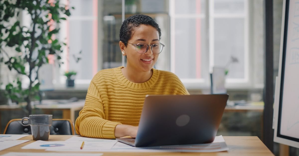 Woman working on laptop