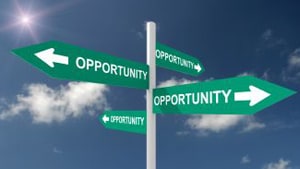 Sign with all arrows pointing to opportunity.