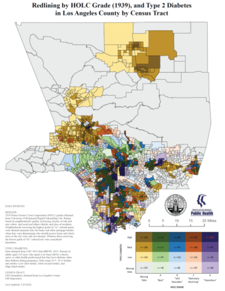 Figure 2. Map of HOLC Risk scores by Diabetes Prevalence