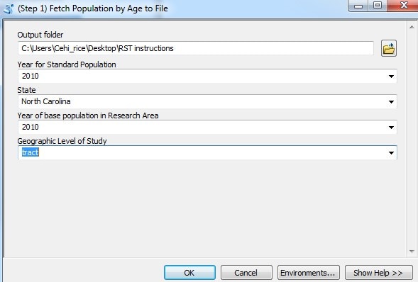 The Step 1 window with the fields populated with your entries.