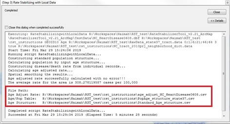 Results window showing all of the output paths.