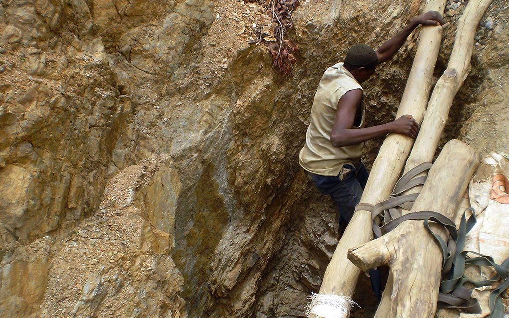 A mine near a contaminated village. 