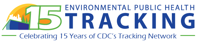 Tracking Network logo with "15" and text: "Celebrating 15 Years of CDC's Tracking Network"