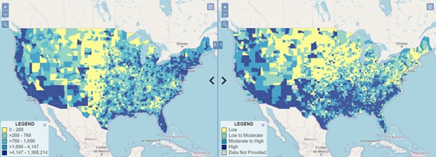 Data Explorer map view highlighting the social vulnerability index (SVI) tool.