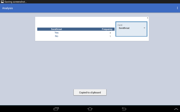 Screen shot of the Frequency gadget in the Analyze Data module of the mobile application.