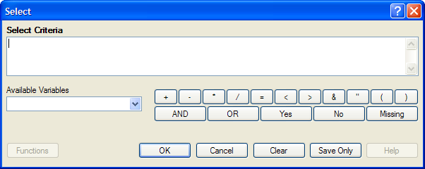 Select command dialog