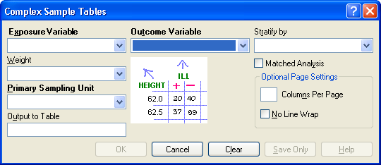 Complex Sample Tables dialog box