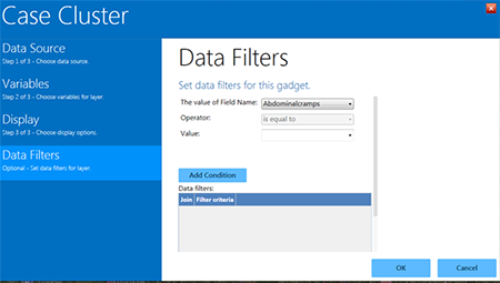 Case Cluster Data Filters pane