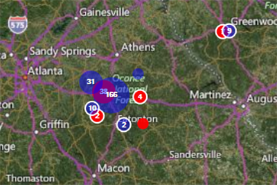 Case Cluster map with multiple layers shown