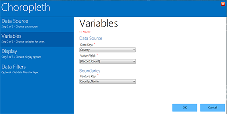 Choropleth Map Variables Property Panel