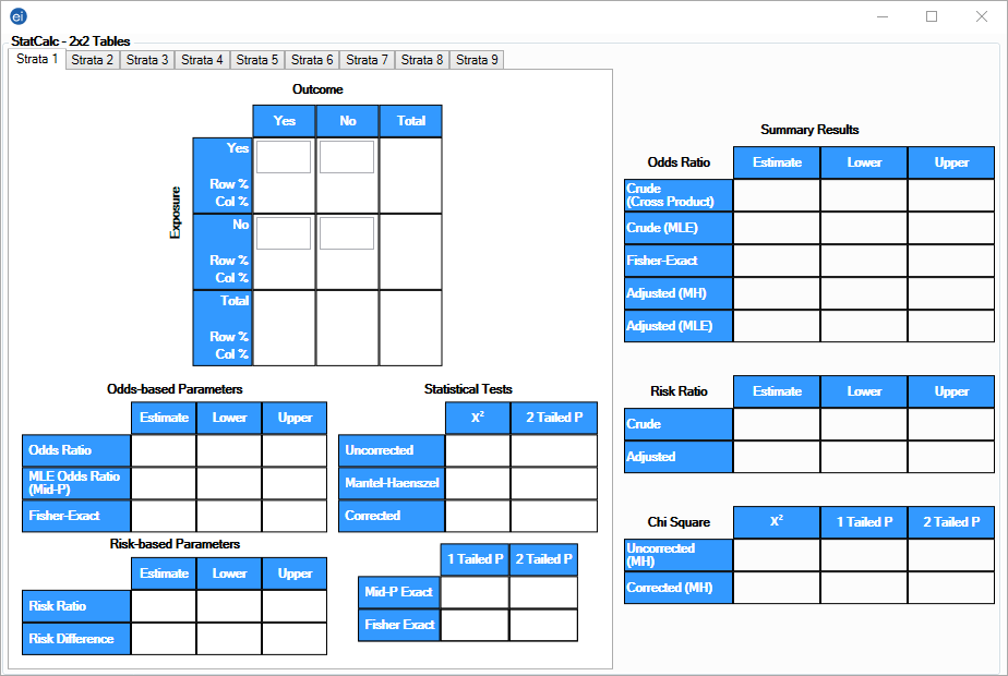 StatCalc 2 by 2 table gadget.