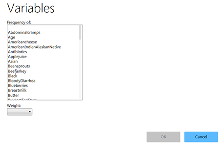 Selecting frequency of variable