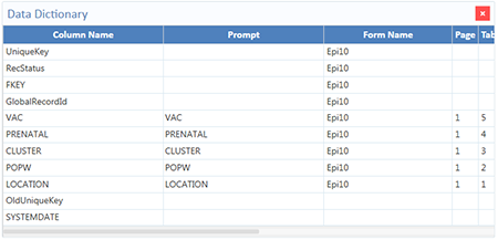 Data Dictionary view