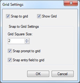 Form designer also allows the user to change grid settings