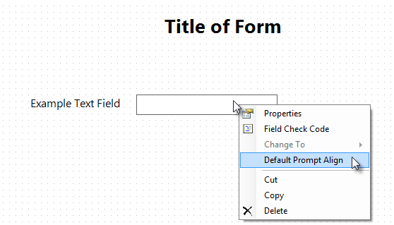 Context menu with Default Prompt Align selected.