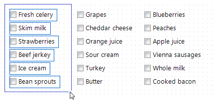 A blue rectangle shows what fields are to be selected.  When selected, each field will have a small blue box just around