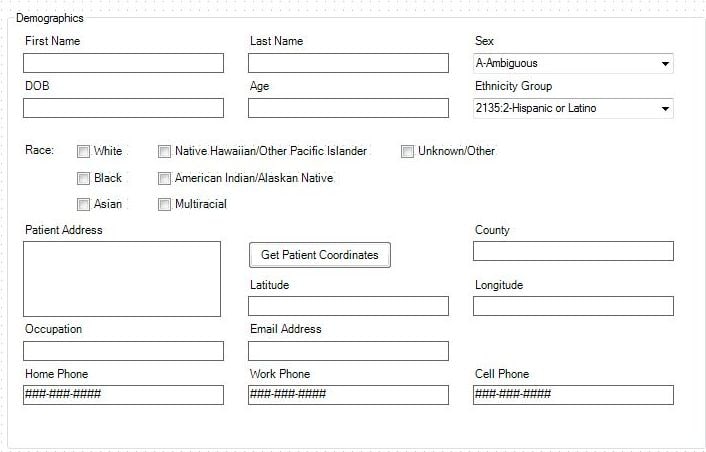 Demonstration template: Demographics