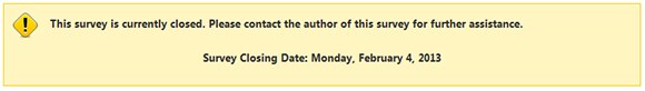 Closed Survey dialog box