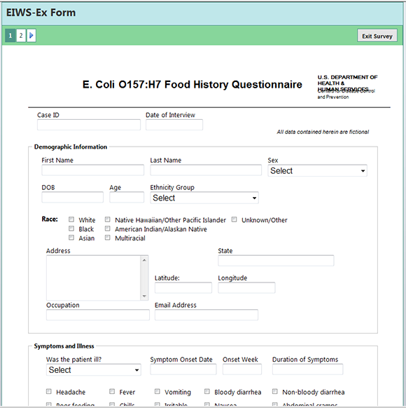 Published Web Survey form