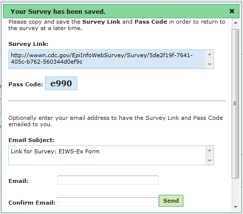 Survey Link and Pass Code