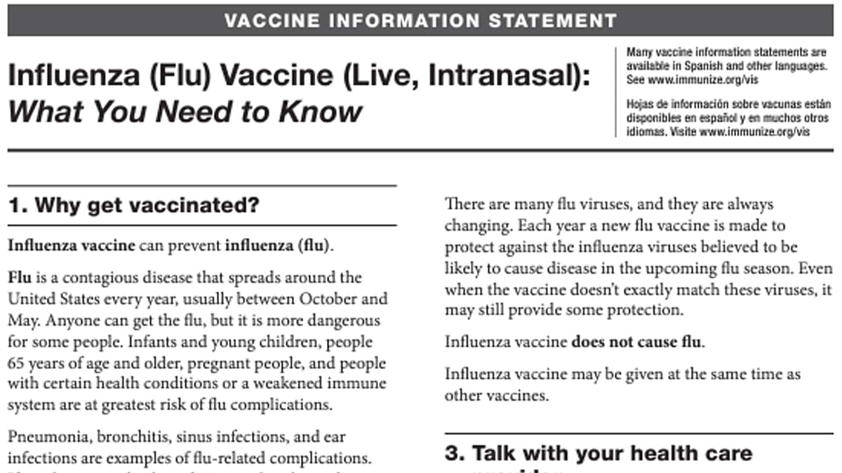 Influenza (Flu) Vaccine (Live, Intranasal)