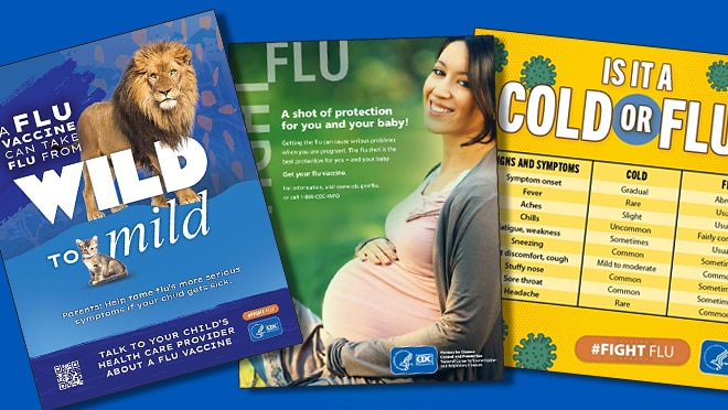 Social media and print resources you can use to share information on the importance of an annual flu vaccine.