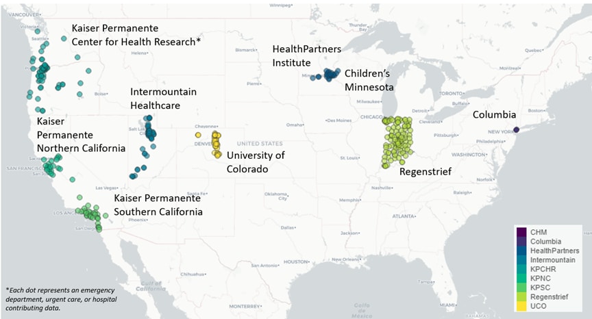 Map of vision sites across the country