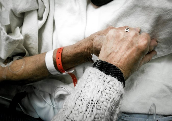 Holding hands in the hospital