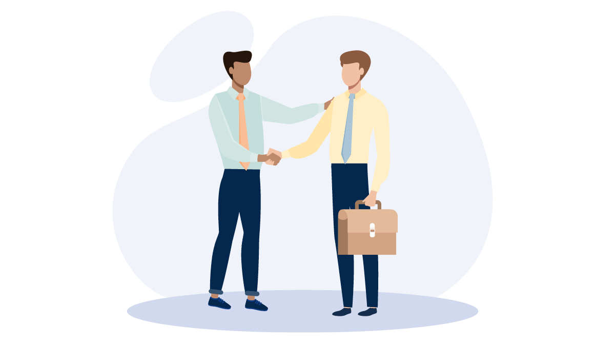 A graphic depicting two people shaking hands