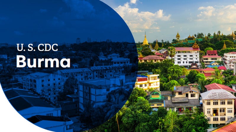 U.S. CDC in Burma: A vibrant cityscape featuring green landscapes and iconic golden pagodas.